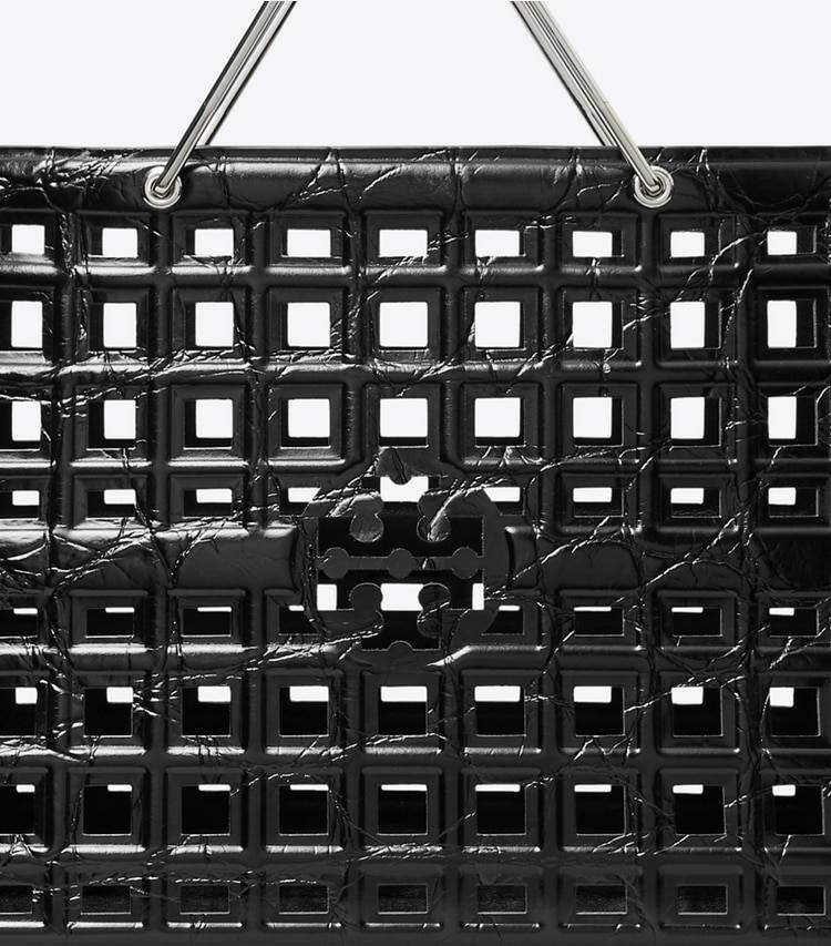 Ella Croc-Embossed Market Tote Tote Bags Women Black Tory Burch - Image 4