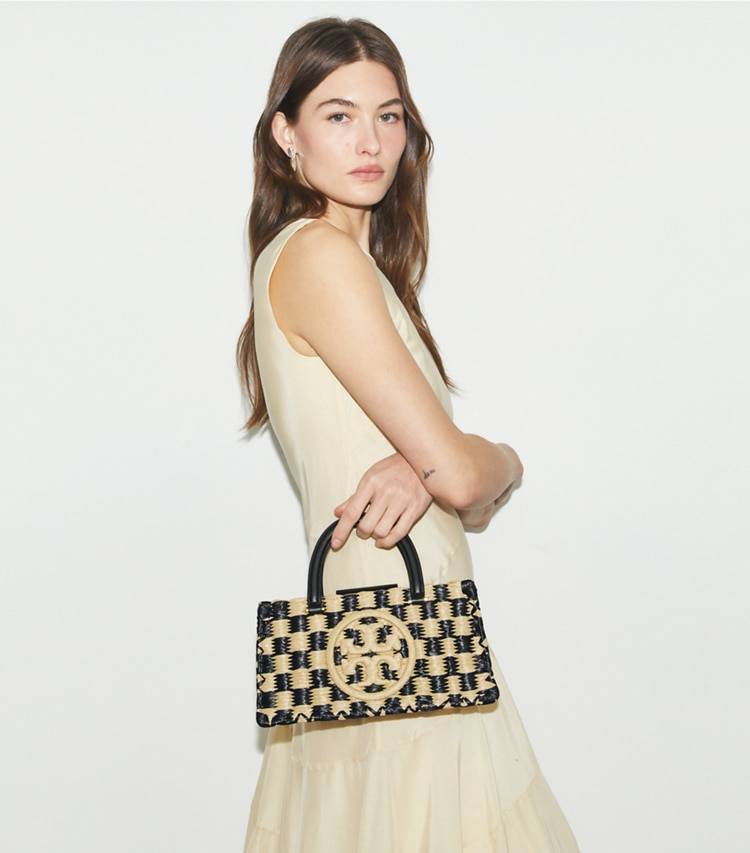 Ella Hand-Crocheted East-West Tote Tory Burch Women Satchels Black / Natural - Image 2