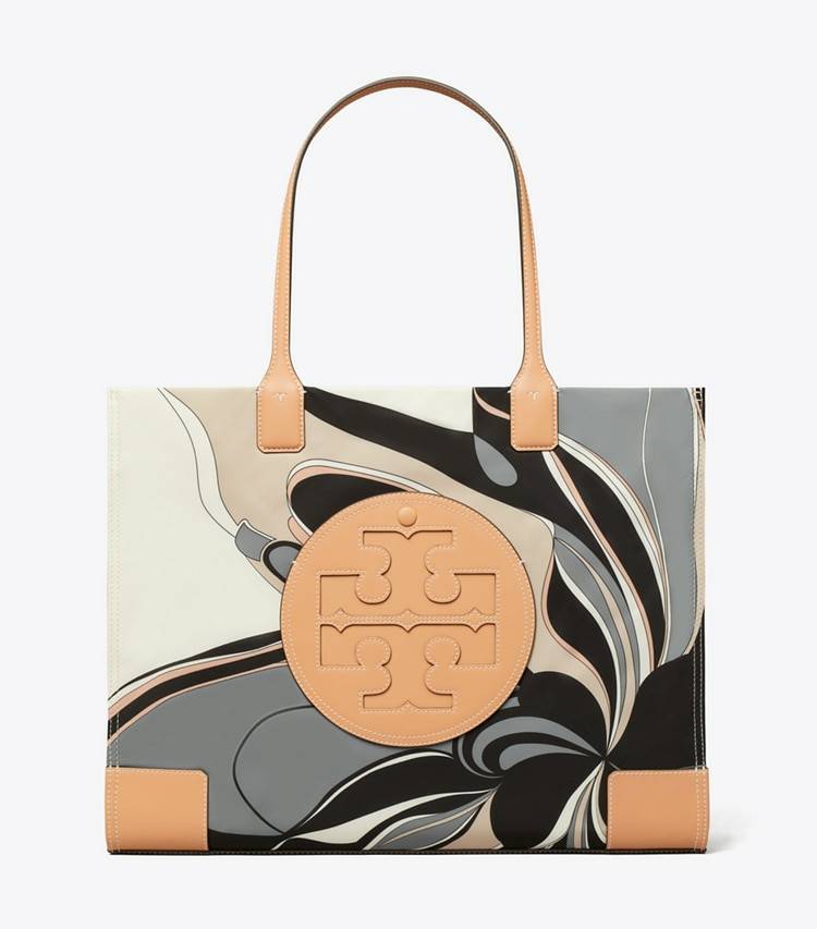 Ella Printed Tote Bag Women Neutral Tulip Swirl Tory Burch Tote Bags - Image 4