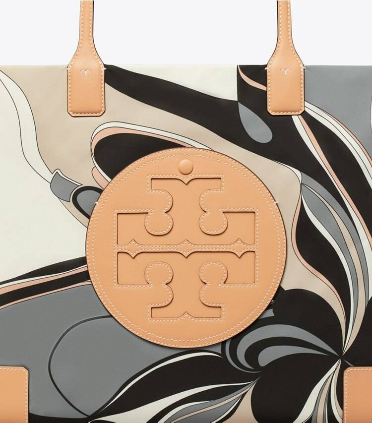 Ella Printed Tote Bag Women Neutral Tulip Swirl Tory Burch Tote Bags - Image 5