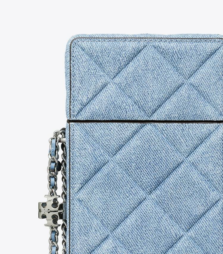 Fleming Denim-Print Suede Phone Crossbody Women Tory Burch Mini Bags Denim - Image 4