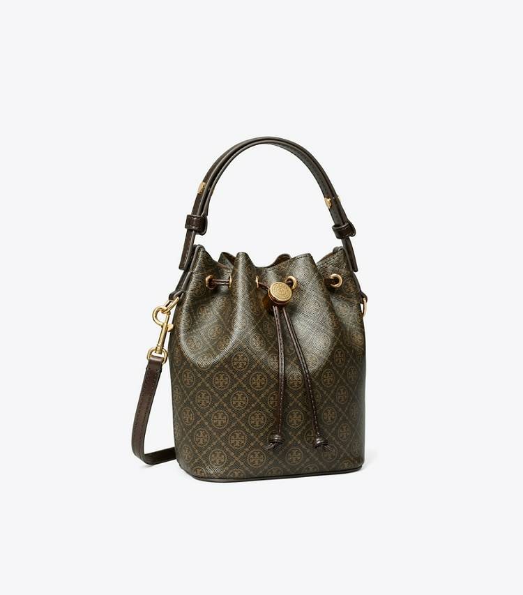 French Press T Monogram Coated Canvas Mini Bucket Bag Women Crossbody Bags Tory Burch