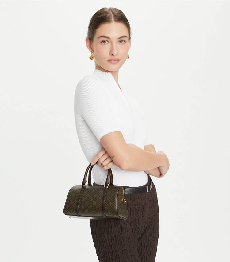 French Press Women T Monogram Coated Canvas Petite Barrel Bag Crossbody Bags Tory Burch - Image 2