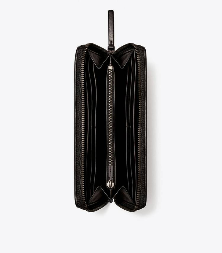 Kira Chevron Powder-Coated Zip Continental Wallet Wallets Tory Burch Women Black - Image 3