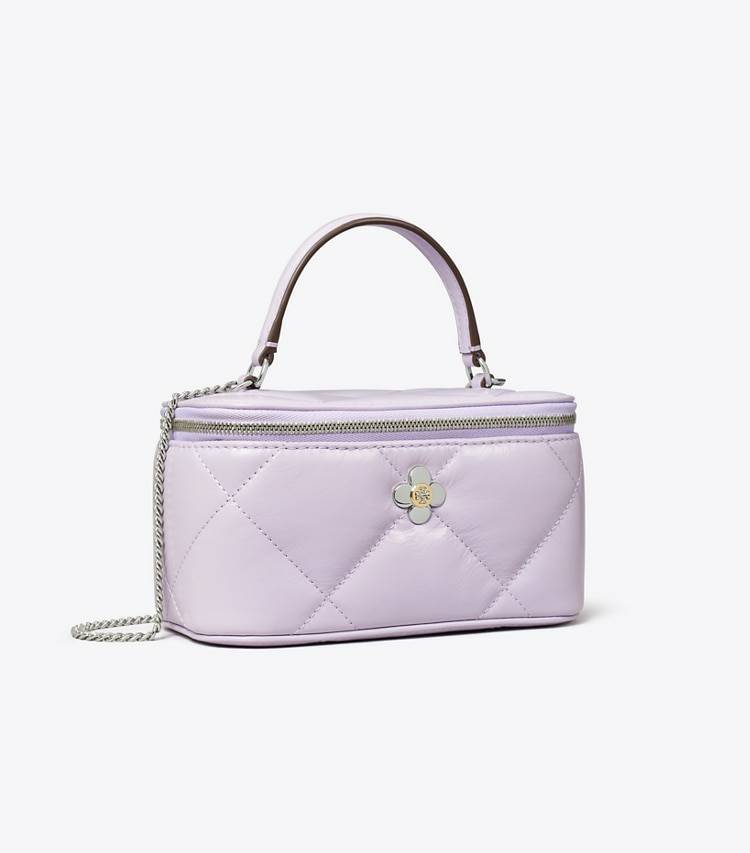 Kira Diamond Quilt Clover Vanity Case Tory Burch Mini Bags Women Purple Heather