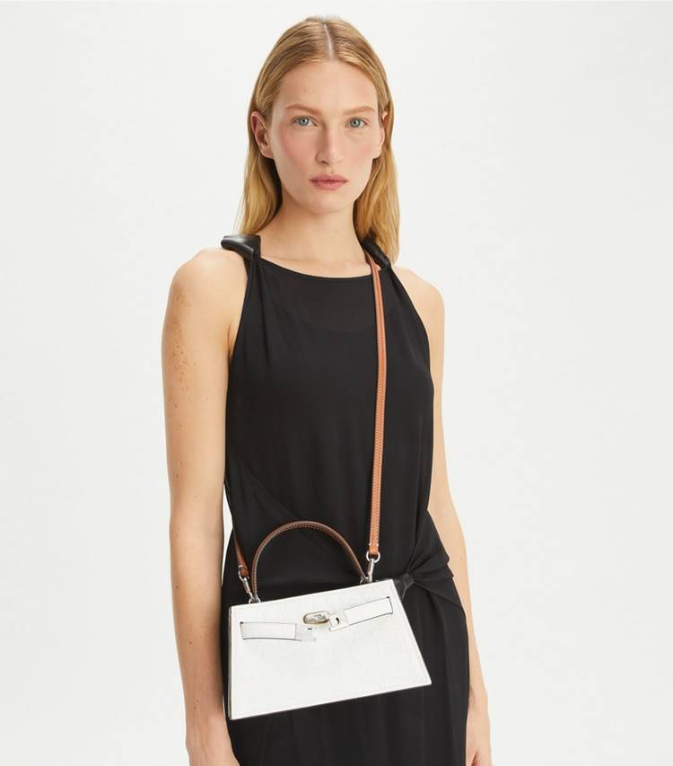 Mini Bags Petite Lee Radziwill Croc-Embossed Bag Tory Burch Women Blanc - Image 2