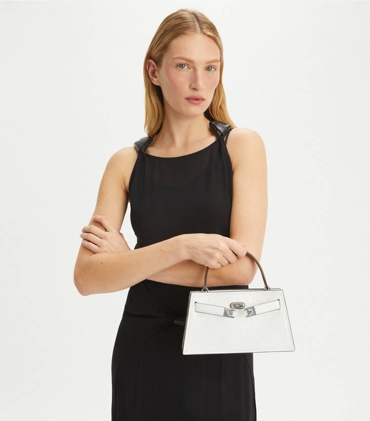 Mini Bags Petite Lee Radziwill Croc-Embossed Bag Tory Burch Women Blanc - Image 3