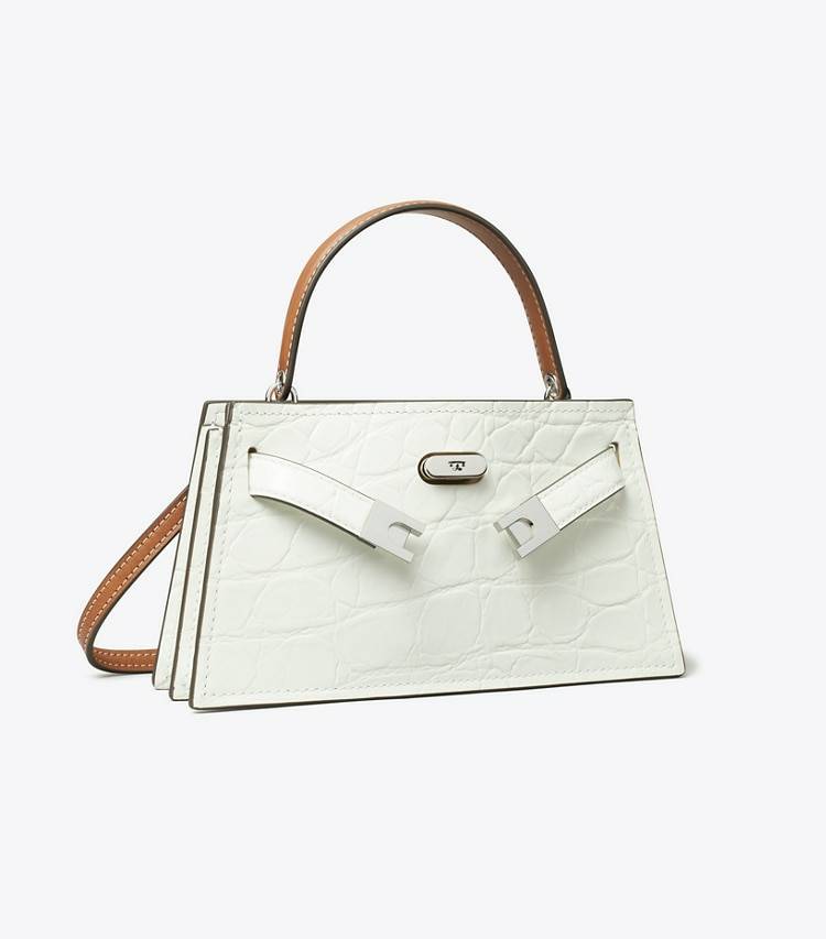 Mini Bags Petite Lee Radziwill Croc-Embossed Bag Tory Burch Women Blanc