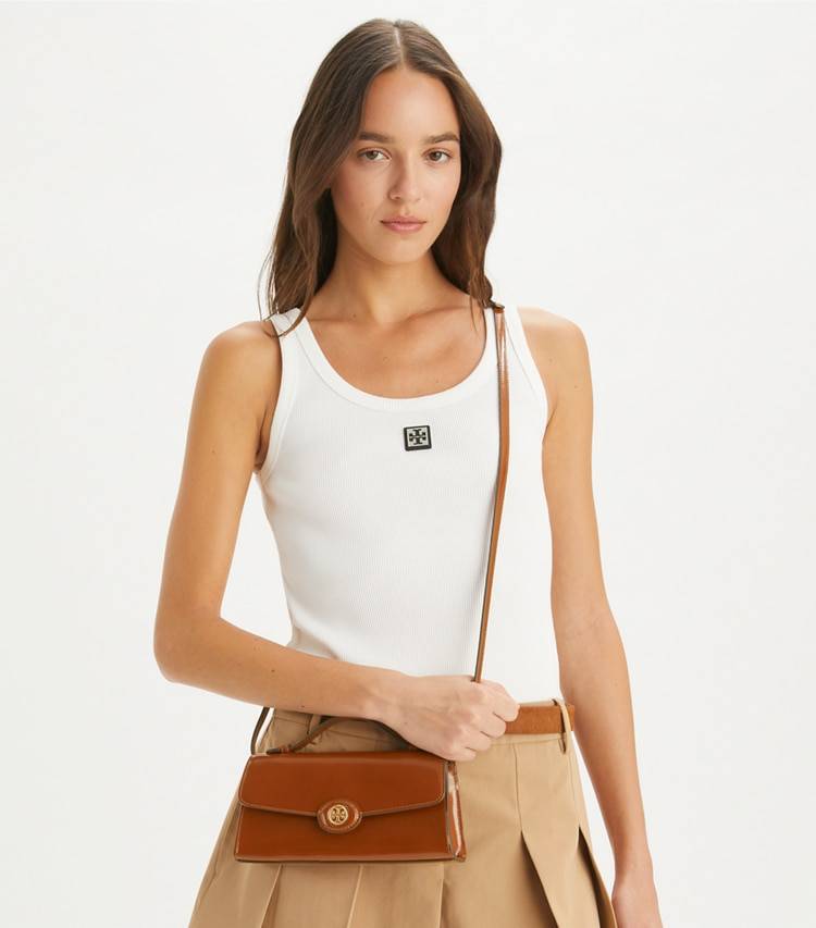 Mini Bags Tory Burch Women Mini Robinson Spazzolato Top-Handle Bag Dark Sienna - Image 2