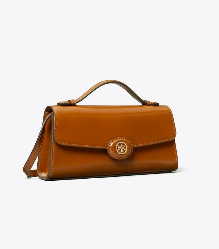 Mini Bags Tory Burch Women Mini Robinson Spazzolato Top-Handle Bag Dark Sienna