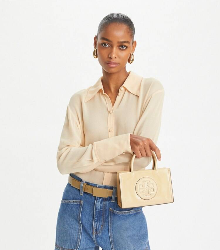 Mini Ella Bio Patent Tote Tory Burch Crossbody Bags Women Vanilla Soft Serve - Image 4