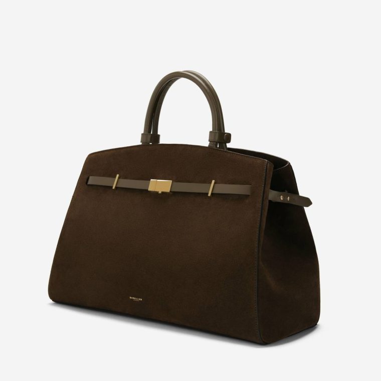 Mocha Suede & Mocha Smooth Crossbody Bags Demellier Women The Hudson - Image 3