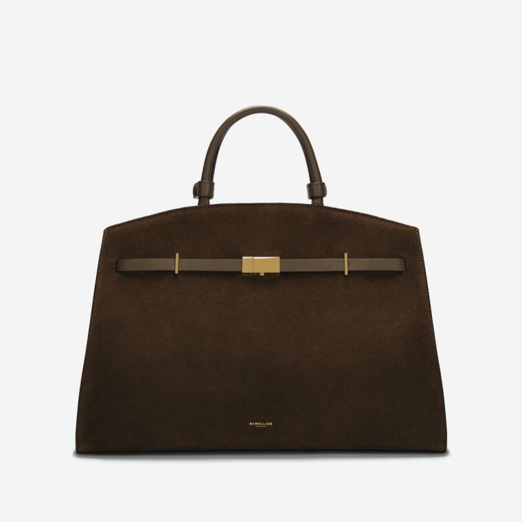 Mocha Suede & Mocha Smooth Crossbody Bags Demellier Women The Hudson