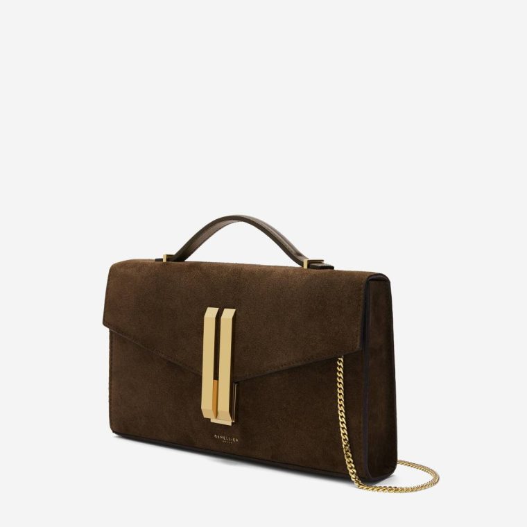 Mocha Suede & Mocha Smooth Demellier Clutches Women The Vancouver Clutch - Image 2
