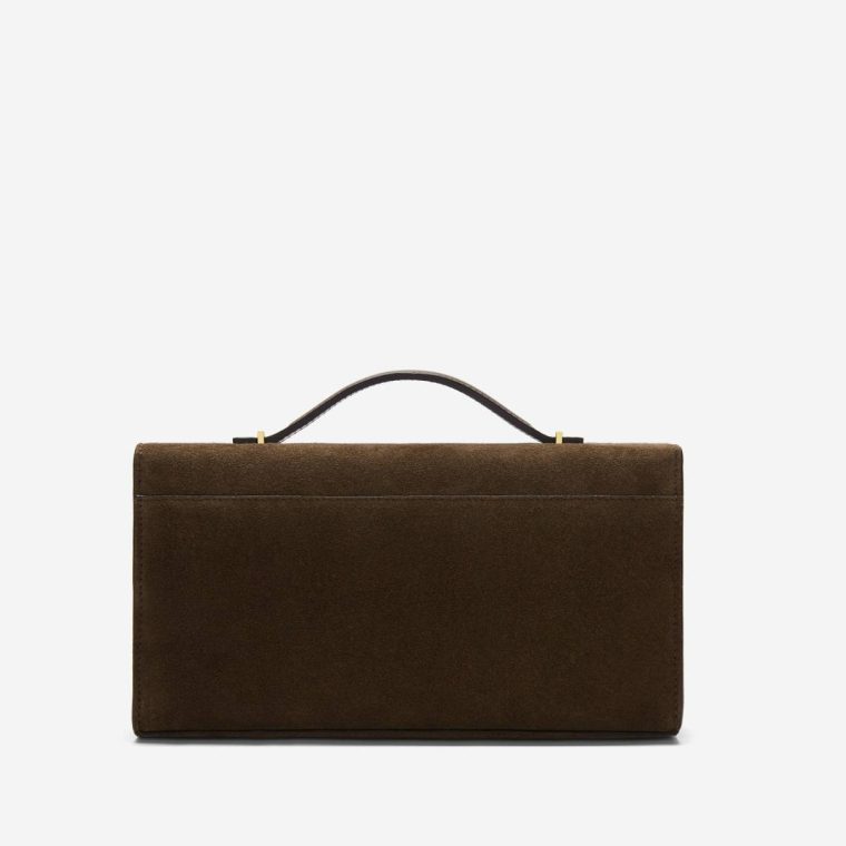 Mocha Suede & Mocha Smooth Demellier Clutches Women The Vancouver Clutch - Image 3