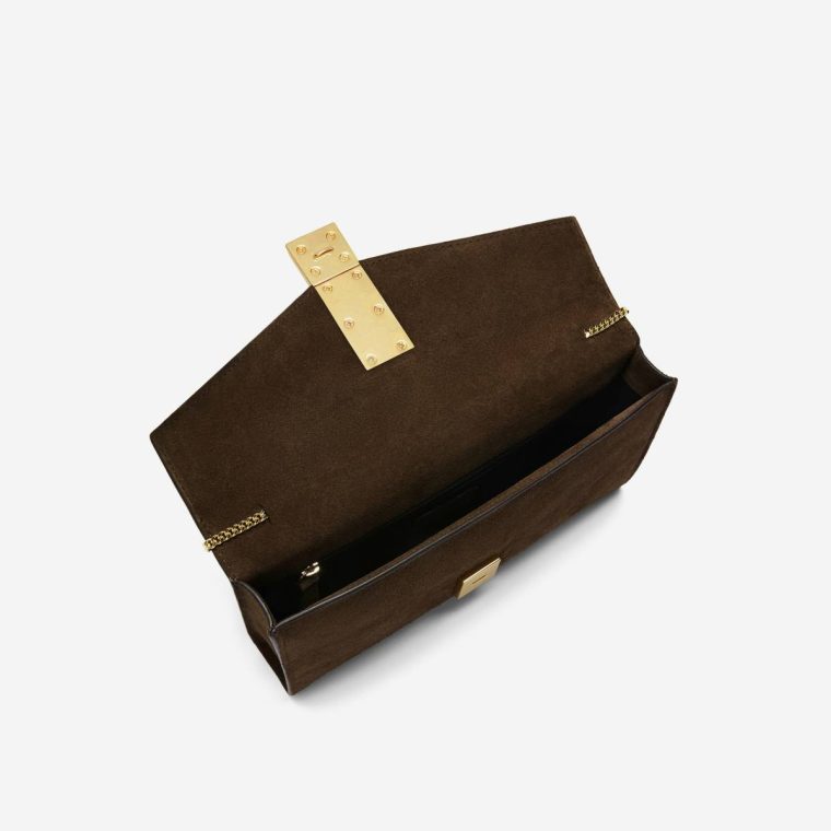 Mocha Suede & Mocha Smooth Demellier Clutches Women The Vancouver Clutch - Image 4