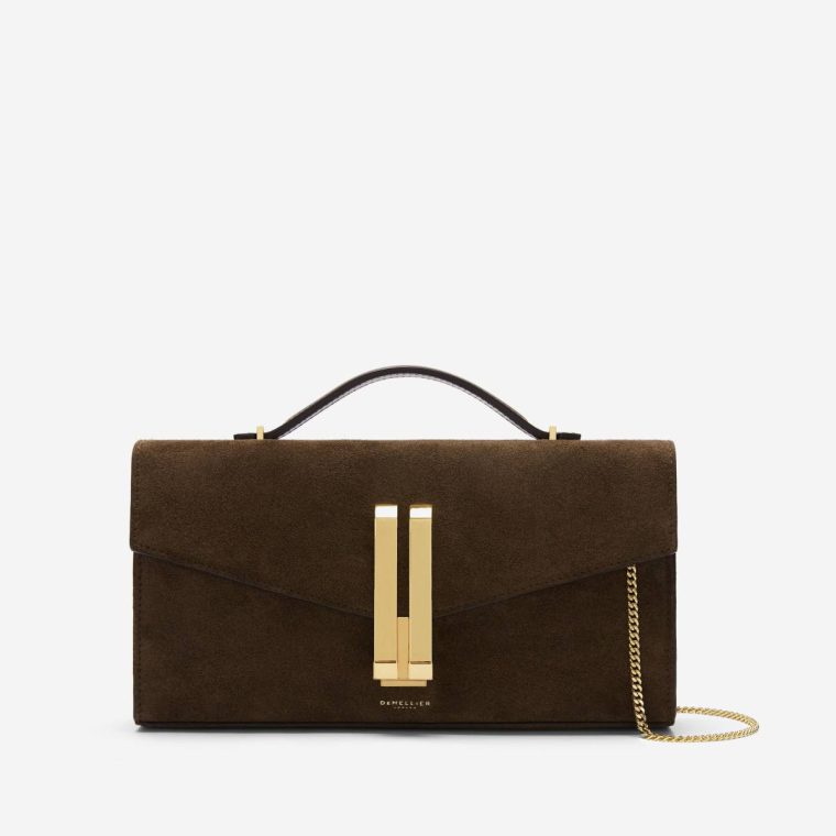 Mocha Suede & Mocha Smooth Demellier Clutches Women The Vancouver Clutch