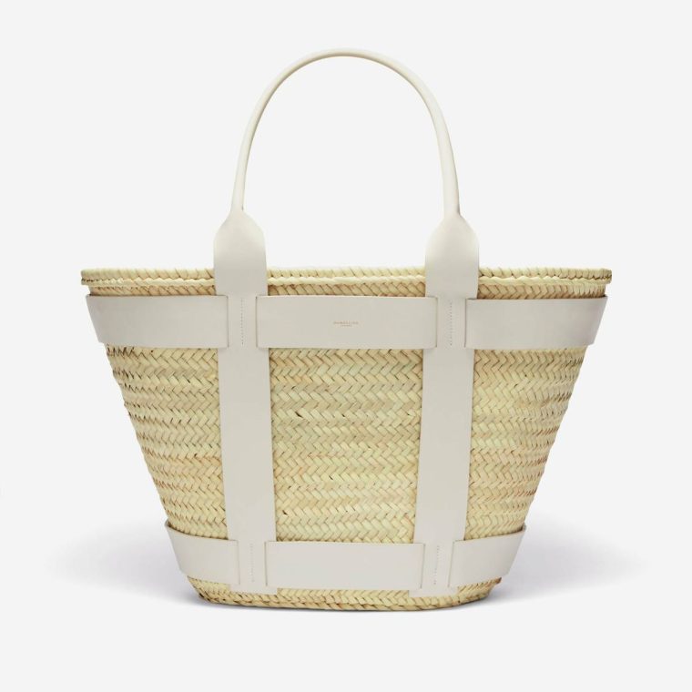 Natural Basket Off-White Smooth Demellier The Maxi Santorini Women Shoulder Bags