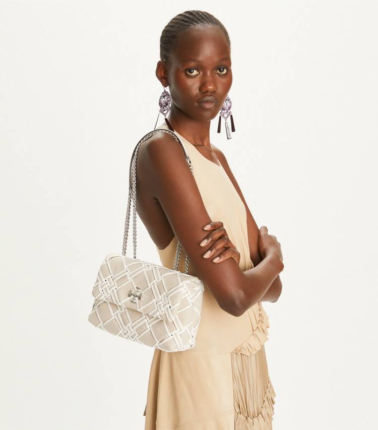 Natural / Blanc Small Kira Woven Canvas Convertible Shoulder Bag Tory Burch Women Shoulder Bags - Image 2