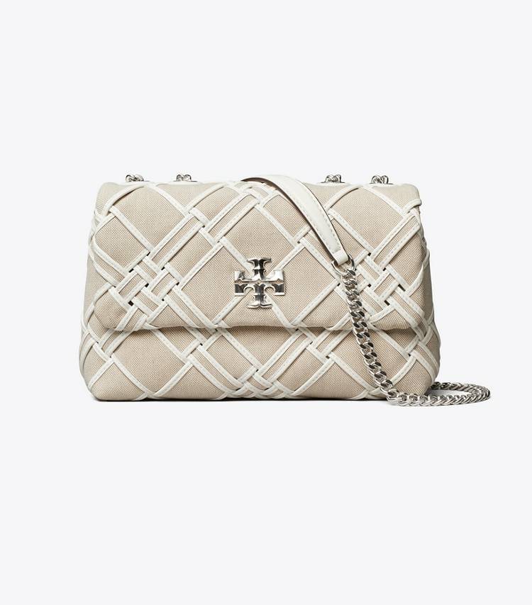 Natural / Blanc Small Kira Woven Canvas Convertible Shoulder Bag Tory Burch Women Shoulder Bags - Image 4