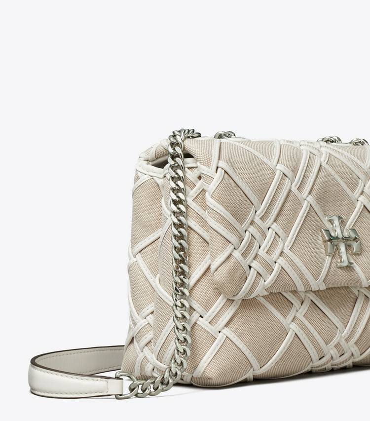 Natural / Blanc Small Kira Woven Canvas Convertible Shoulder Bag Tory Burch Women Shoulder Bags - Image 5
