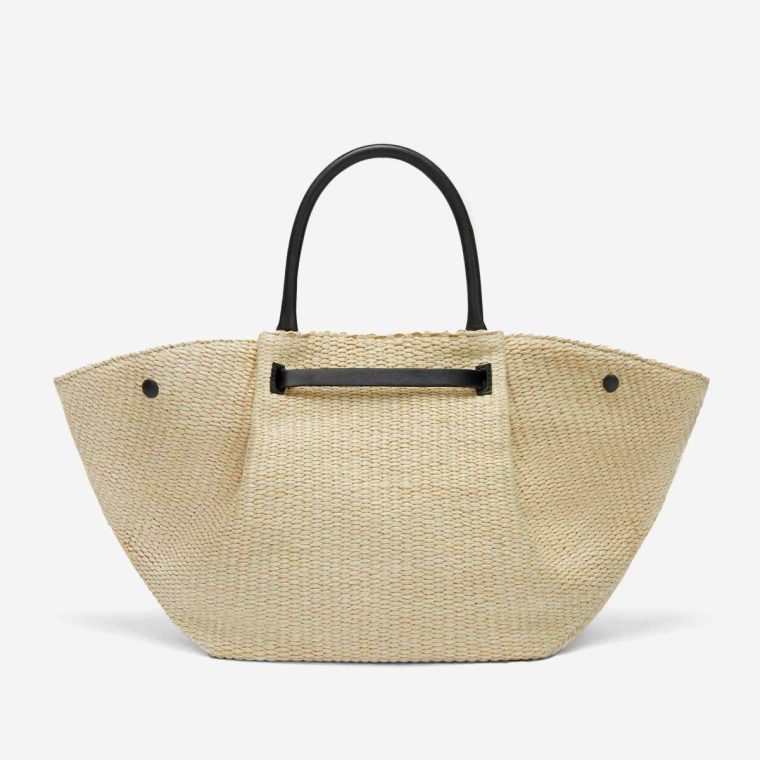 Natural Raffia & Black Smooth Demellier Crossbody Bags The Midi New York Women - Image 3
