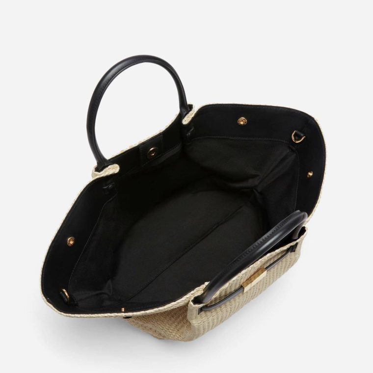 Natural Raffia & Black Smooth Demellier Crossbody Bags The Midi New York Women - Image 4