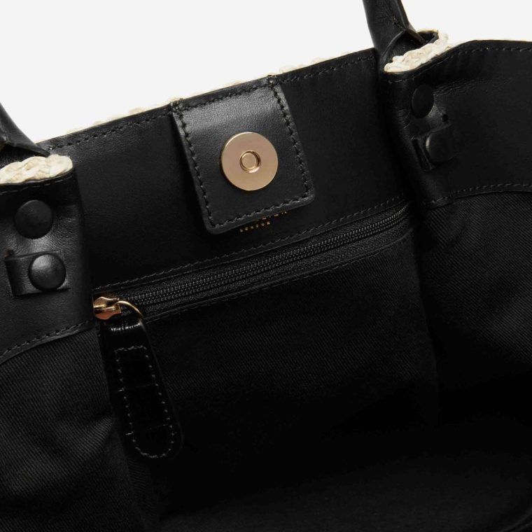 Natural Raffia & Black Smooth Demellier Crossbody Bags The Midi New York Women - Image 5
