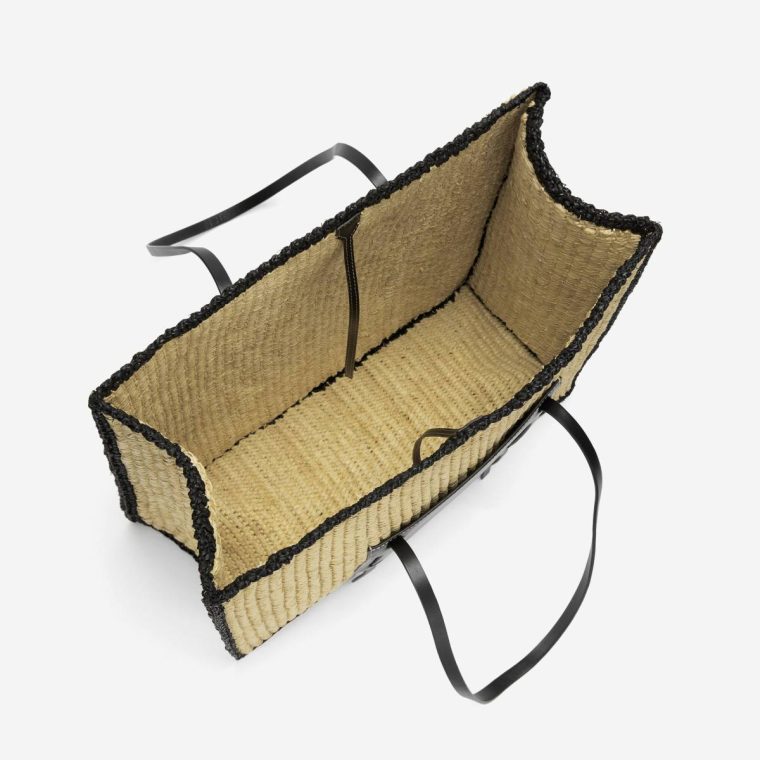 Natural Raffia & Black Smooth Demellier Shoulder Bags Women The Large Capri - Image 5