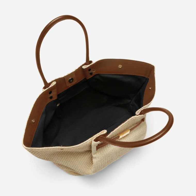 Natural Raffia Tan Smooth Women Shoulder Bags The New York Demellier - Image 4