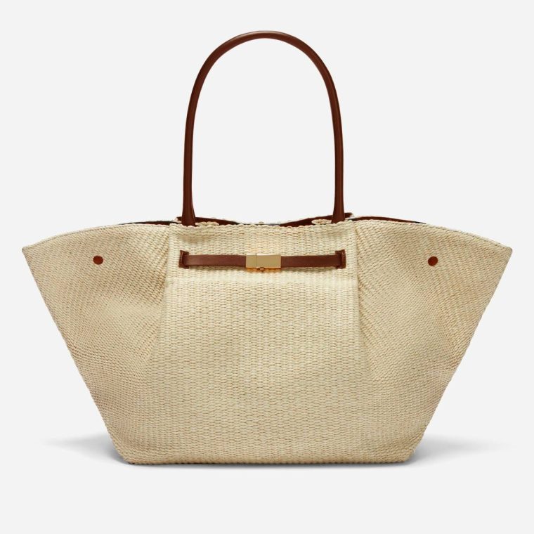 Natural Raffia Tan Smooth Women Shoulder Bags The New York Demellier