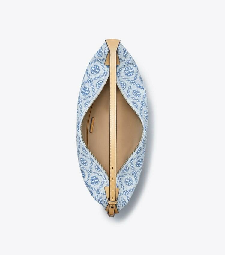 Powder Blue Tory Burch Women Hobo Bags T Monogram Denim Balloon Bag - Image 5