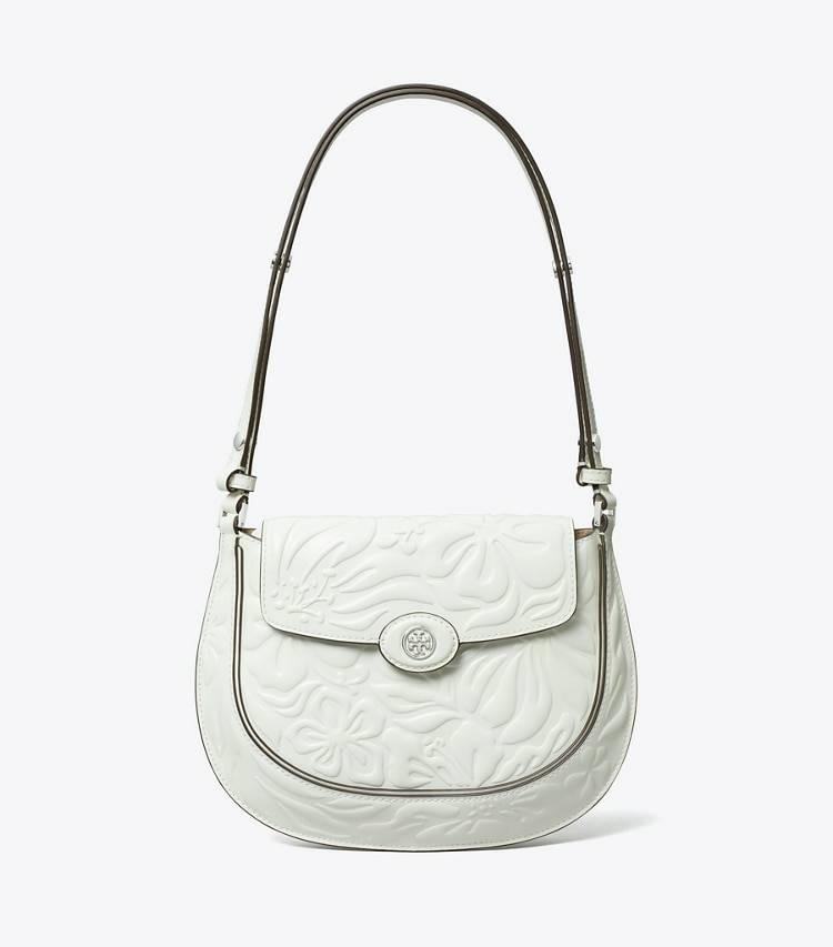 Robinson Floral Embossed Saddlebag Blanc Women Shoulder Bags Tory Burch - Image 4