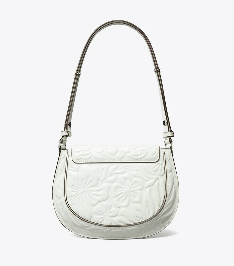 Robinson Floral Embossed Saddlebag Blanc Women Shoulder Bags Tory Burch - Image 5
