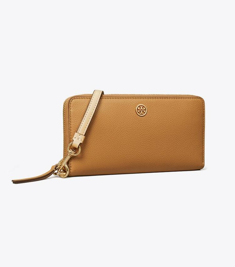 Robinson Pebbled Zip Continental Wallet Tiramisu Wallets Women Tory Burch