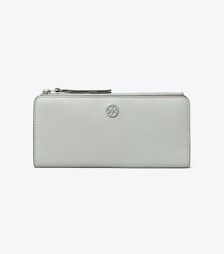 Robinson Pebbled Zip Slim Wallet Light Granite Wallets Women Tory Burch - Image 2