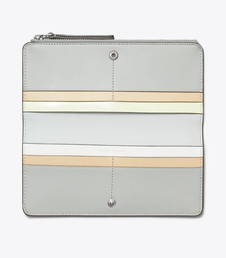 Robinson Pebbled Zip Slim Wallet Light Granite Wallets Women Tory Burch - Image 3