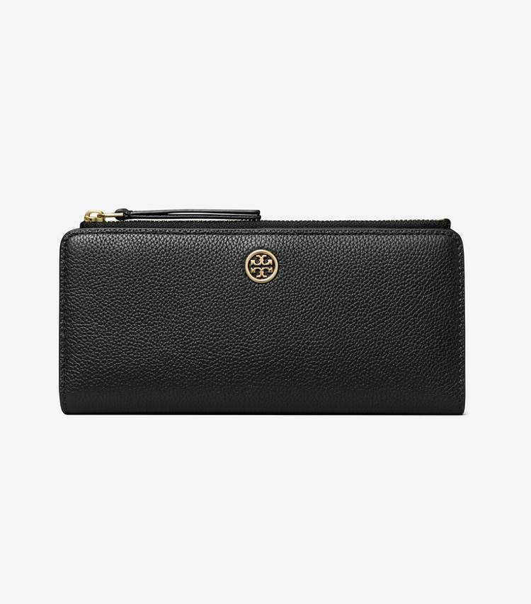 Robinson Pebbled Zip Slim Wallet Women Wallets Black Tory Burch - Image 2