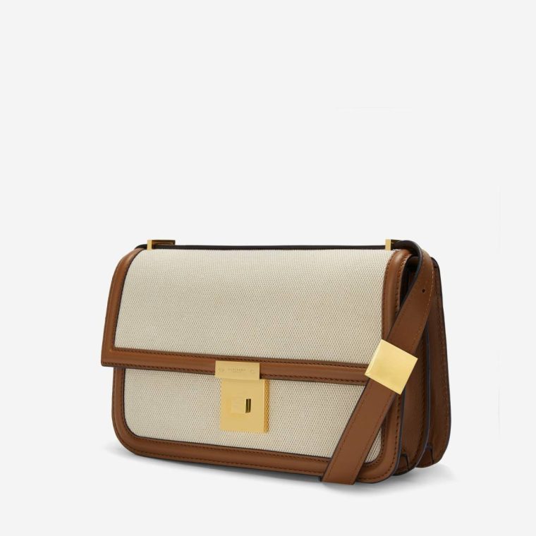 Salt & Pepper Canvas Tan Smooth Crossbody Bags The Paris Crossbody Women Demellier - Image 3