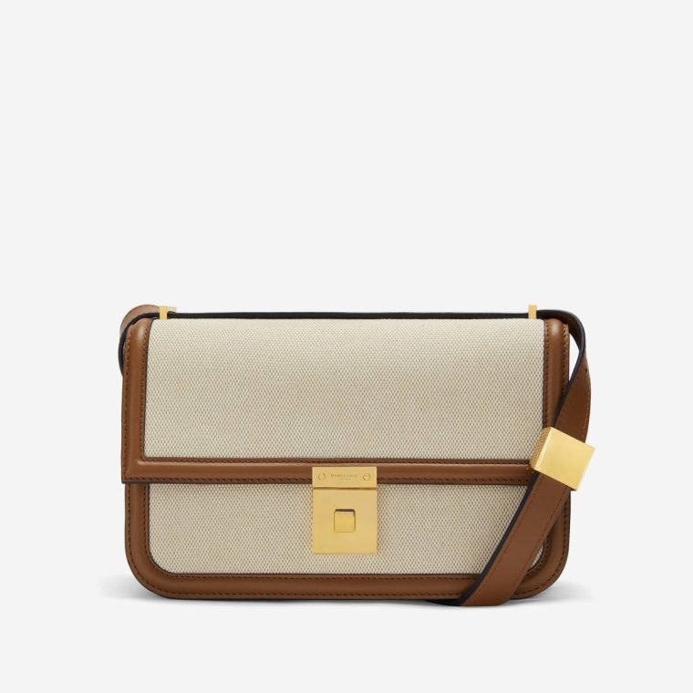 Salt & Pepper Canvas Tan Smooth Crossbody Bags The Paris Crossbody Women Demellier