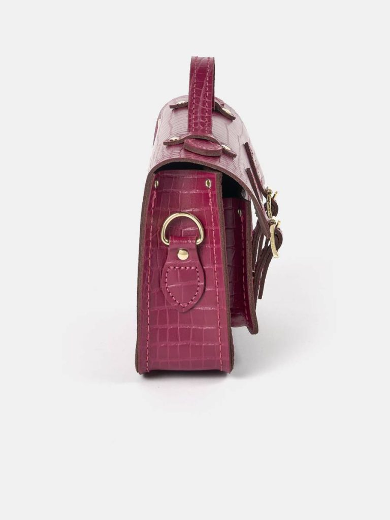 Satchels Cambridge Satchel Women The Mini - Magenta Croc - Image 4