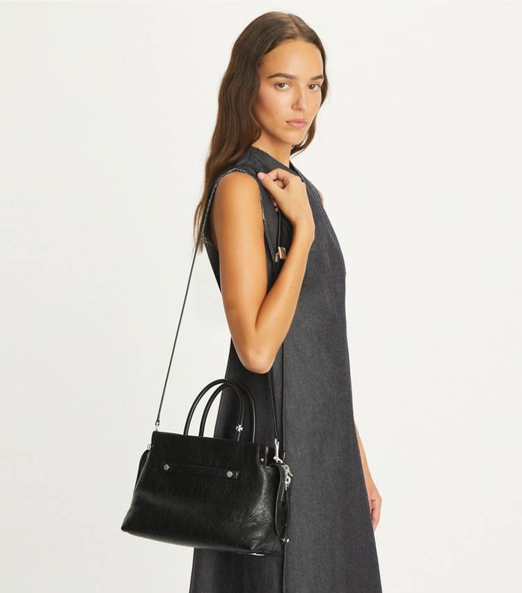 Satchels Tory Burch Mercer Distressed Satchel Women Black - Image 2