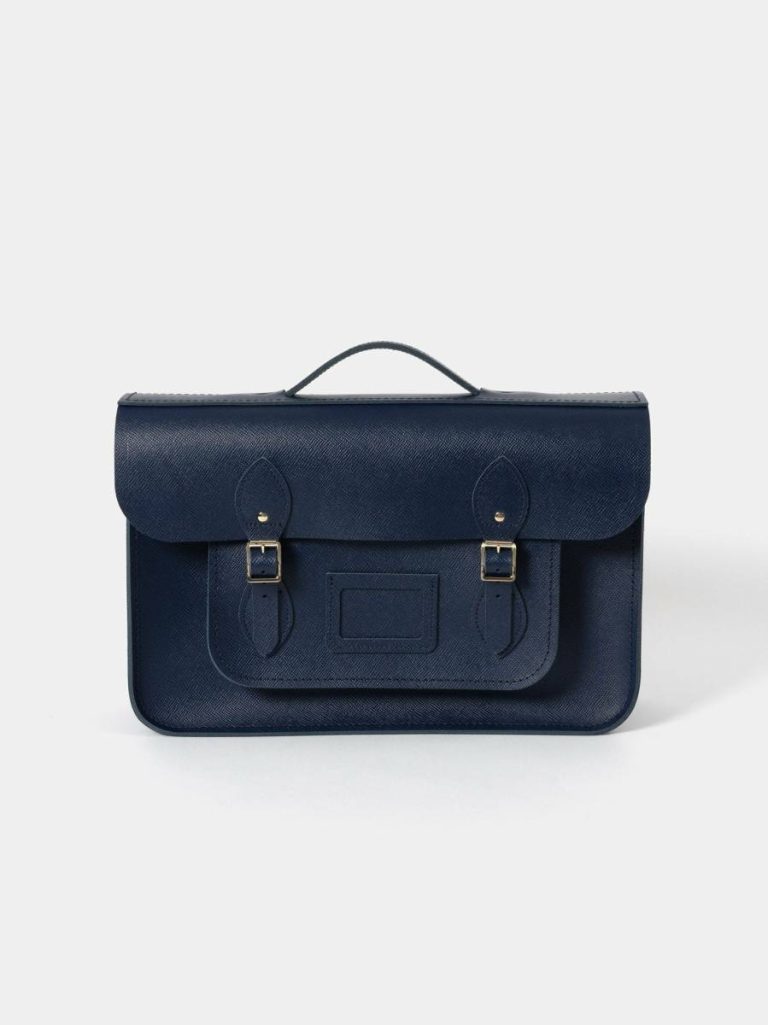 Satchels Women The 15 Inch Batchel -Blueberry Saffiano Cambridge Satchel