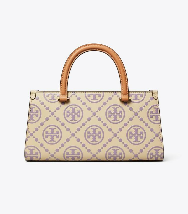Satchels Women Tory Burch T Monogram Contrast Embossed Small East-West Tote Lilac / New Cream - Image 5