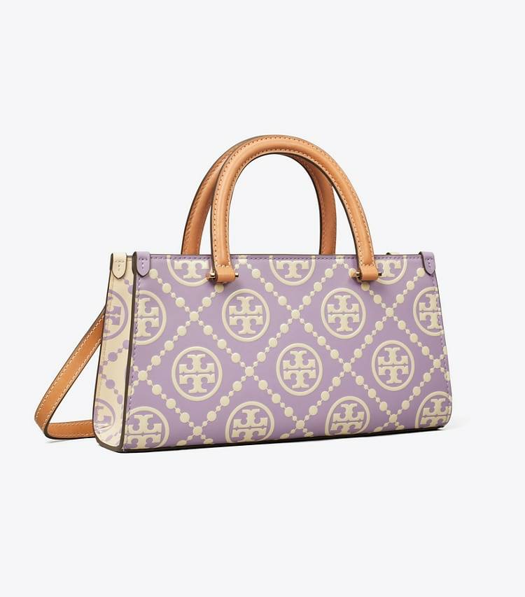 Satchels Women Tory Burch T Monogram Contrast Embossed Small East-West Tote Lilac / New Cream
