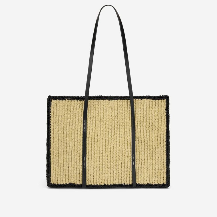 Shoulder Bags Natural Raffia & Black Smooth Demellier Women The Capri - Image 3