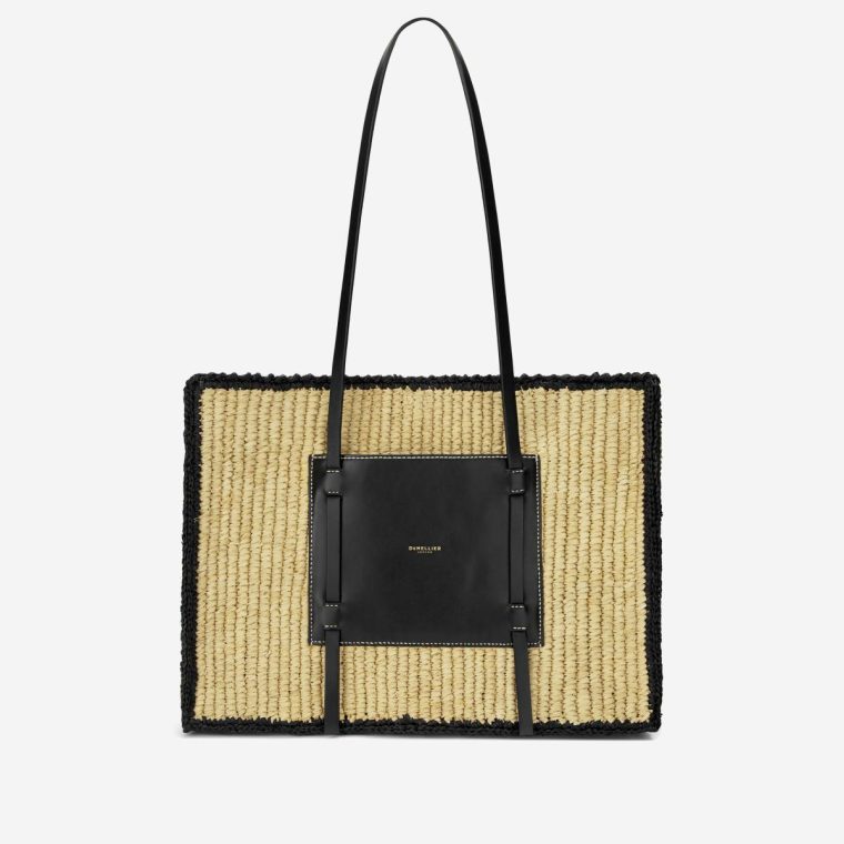 Shoulder Bags Natural Raffia & Black Smooth Demellier Women The Capri