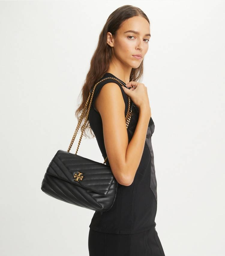 Shoulder Bags Small Kira Chevron Convertible Shoulder Bag Women Tory Burch Black - Image 2