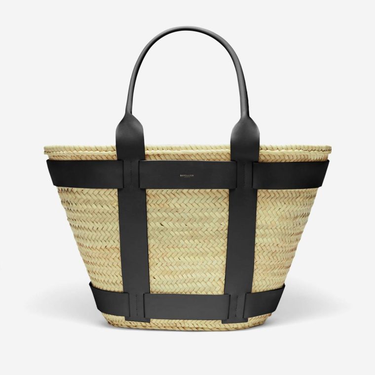 Shoulder Bags The Maxi Santorini Women Demellier Natural Basket Black Smooth
