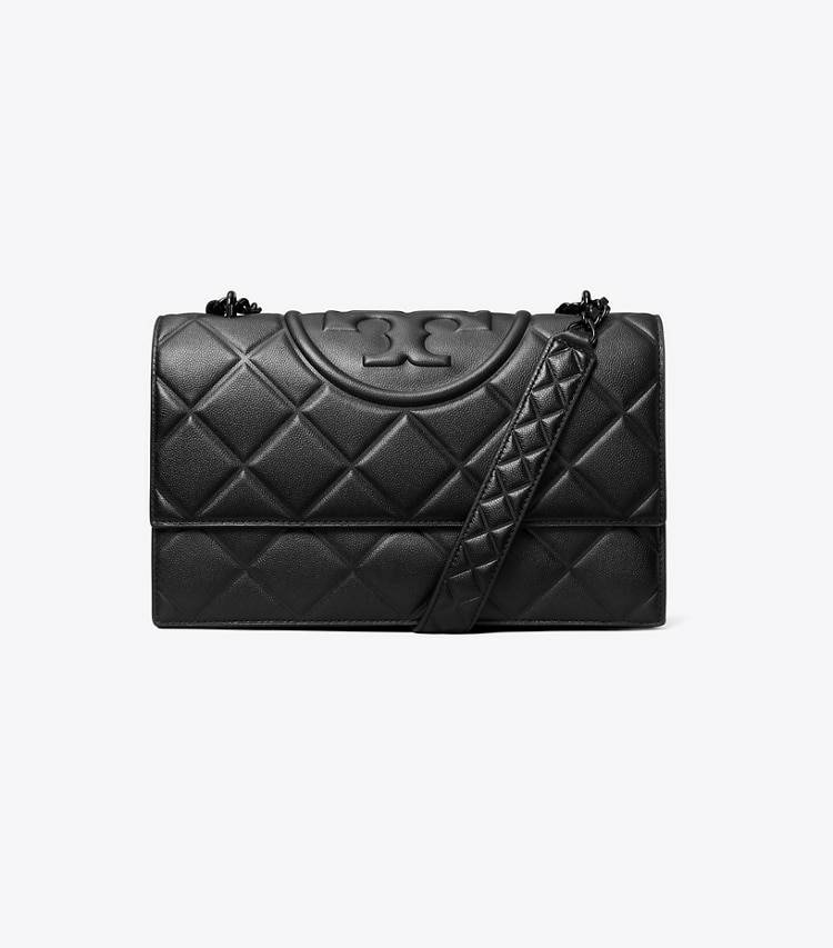 Shoulder Bags Women Black/Black Small Fleming Polished-Grain Convertible Shoulder Bag Tory Burch - Image 4